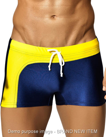 VUTHY 339 Men's Blue and Yellow Square Swimsuit